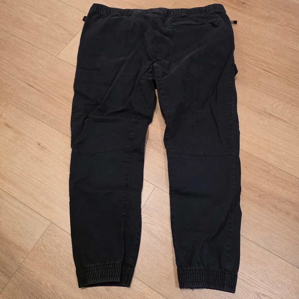 H&M Cargo Joggers Mens XXL Black Slim Fit Water Repellent Utility Pants Belted